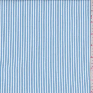 1 3/8 YD PC-White/Blue Stripe Rayon Challis Fabric