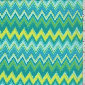 4 1/2 YD PC-Aqua/Teal Zig Zag Peachskin Fabric