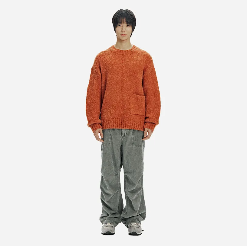 ALPACA BOUCLE OVERSIZED CREW KNIT JUMPER - ORANGE