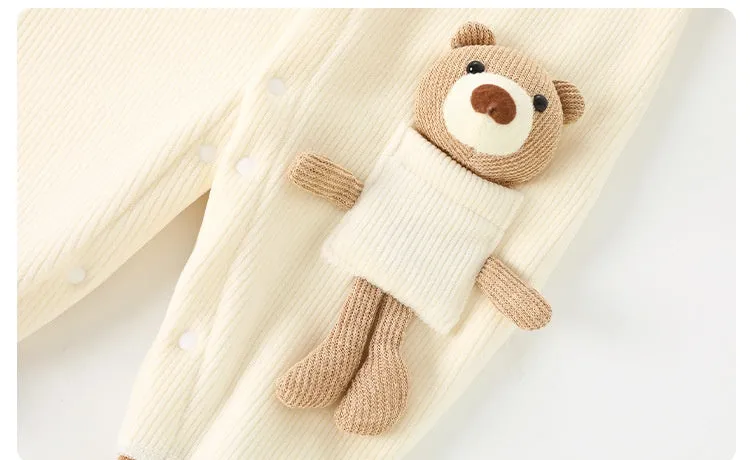 Baby onesie Spring and autumn clothing newborn crystal fleece bear super cute ha clothing crawling suit