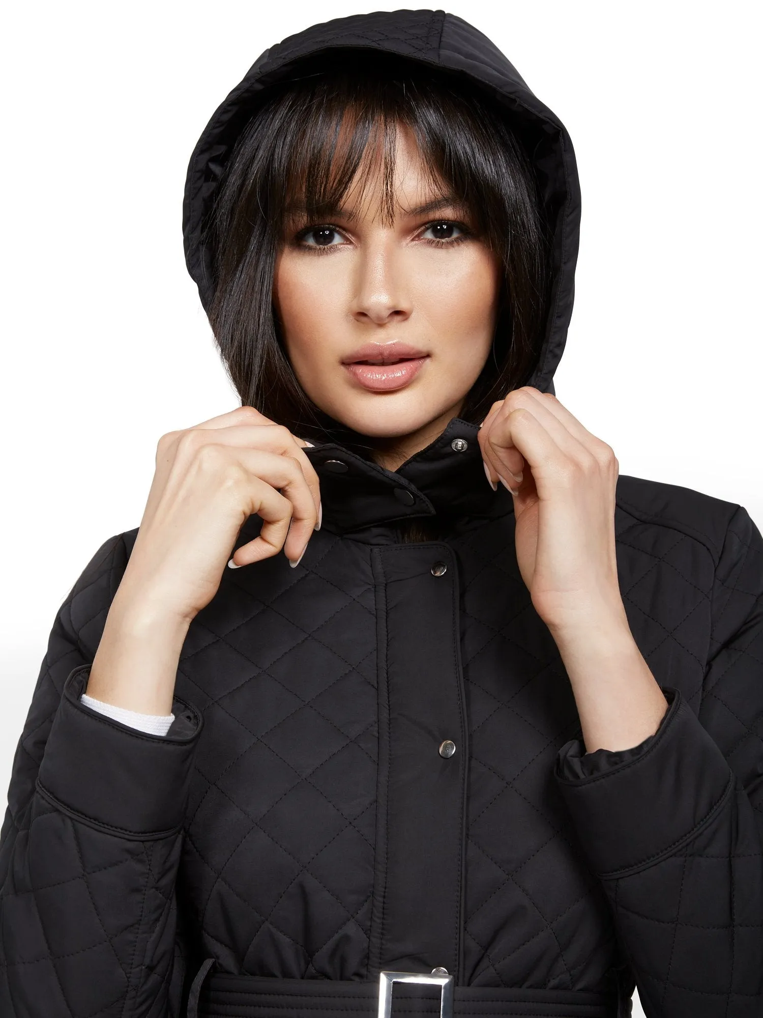 Belted & Hooded Quilted Jacket