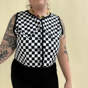 Black & White Checkered Vest with Buttons