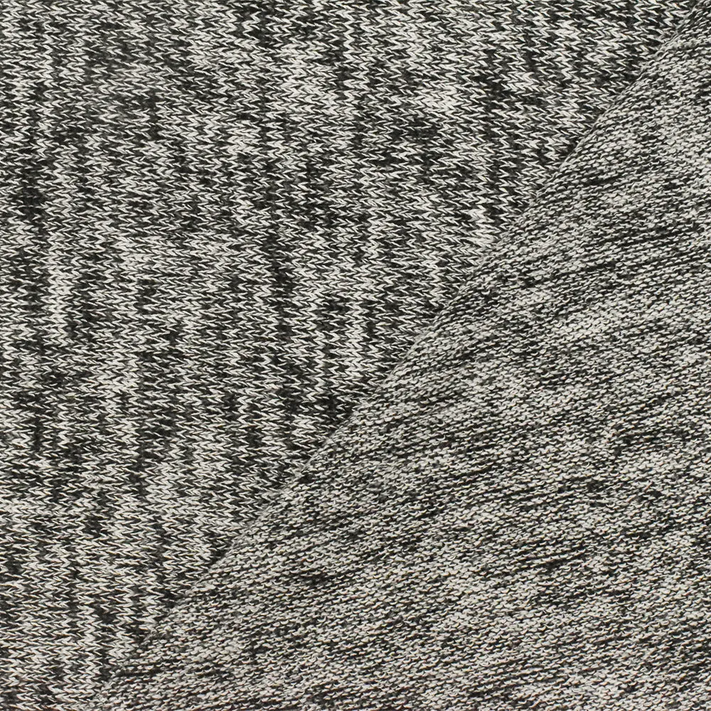 Bright White-Black-Gray Texture Stretch Jersey Knit Fabric