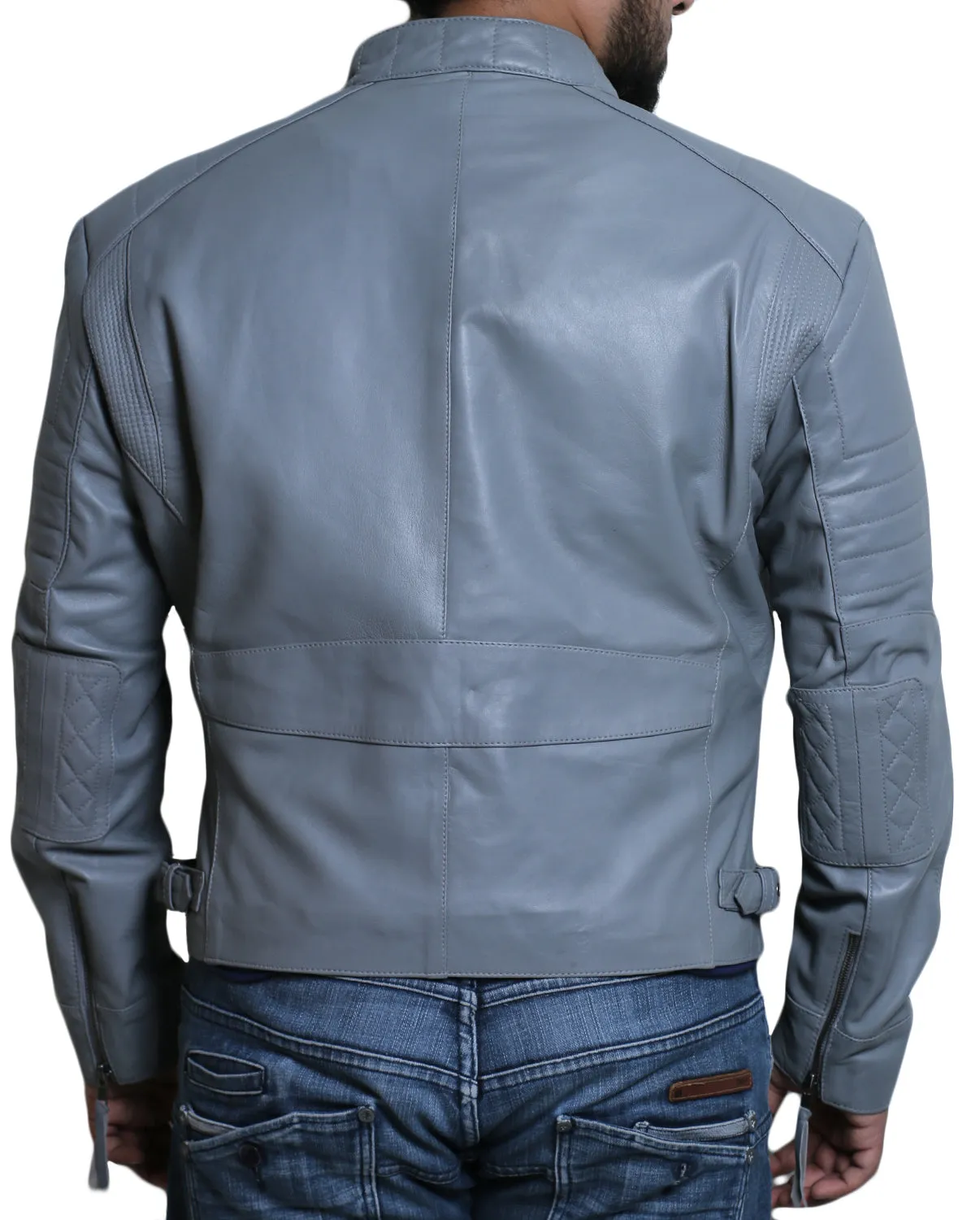 Celestix White Biker Leather Jacket