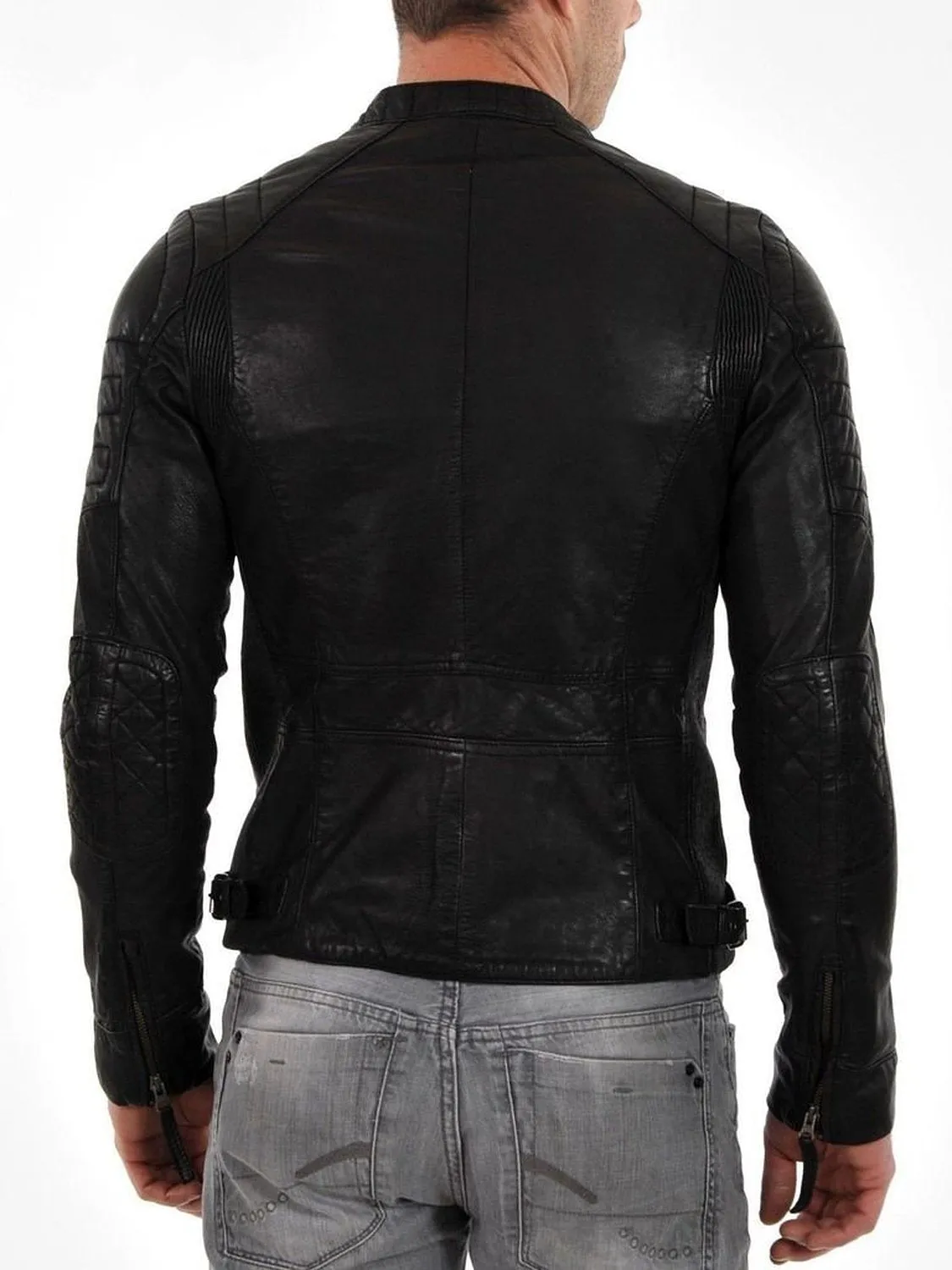 Celestix White Biker Leather Jacket