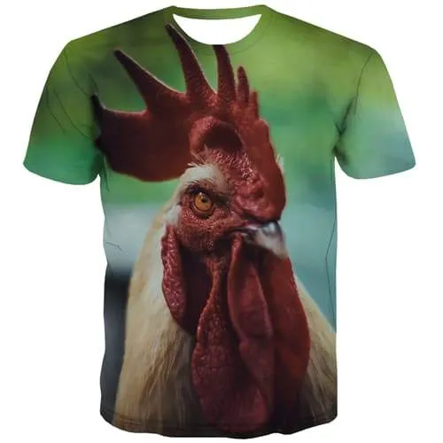 Chicken T shirts Men Animal T-shirts Graphic Ferocious T-shirts 3d Street Tshirts Novelty