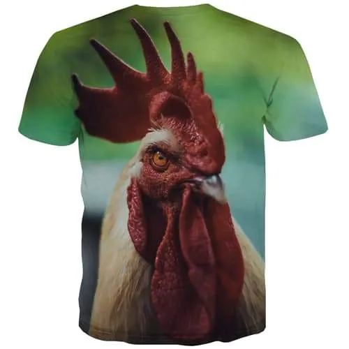 Chicken T shirts Men Animal T-shirts Graphic Ferocious T-shirts 3d Street Tshirts Novelty