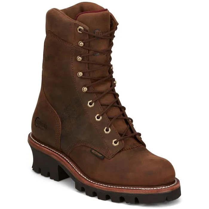 Chippewa Men's Super Dna 9" Plain Toe 400G Insulated Lace Up Work Boot -Brown- 59408