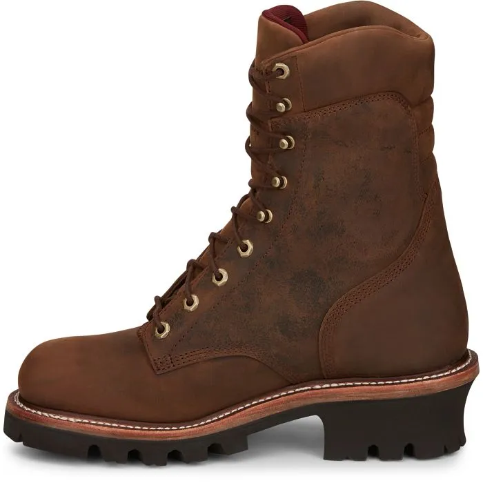 Chippewa Men's Super Dna 9" Plain Toe 400G Insulated Lace Up Work Boot -Brown- 59408