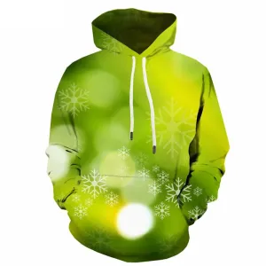 Christmas Sweatshirts men Snowflake 3d Printed New Year Sweatshirt Printed Green Hoody Anime