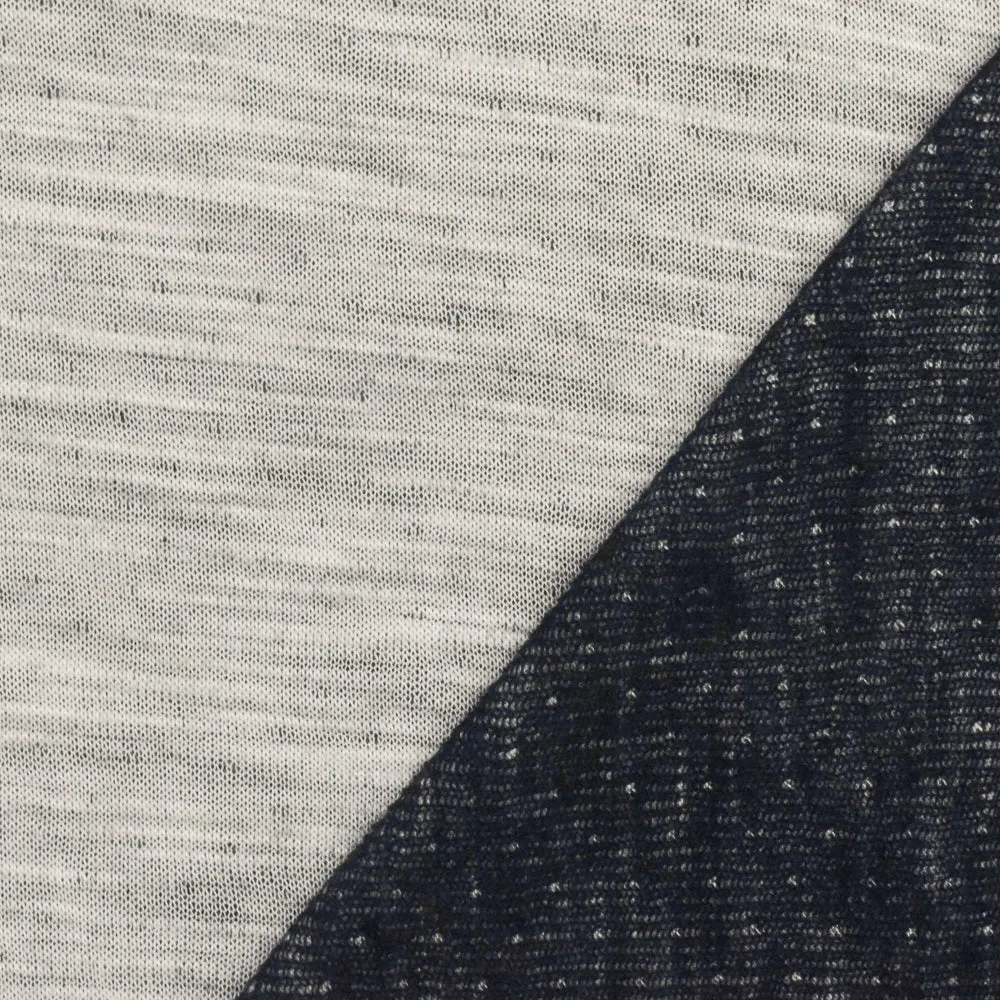 Cool Navy Blue-Gray Texture Stretch Double Knit Fabric