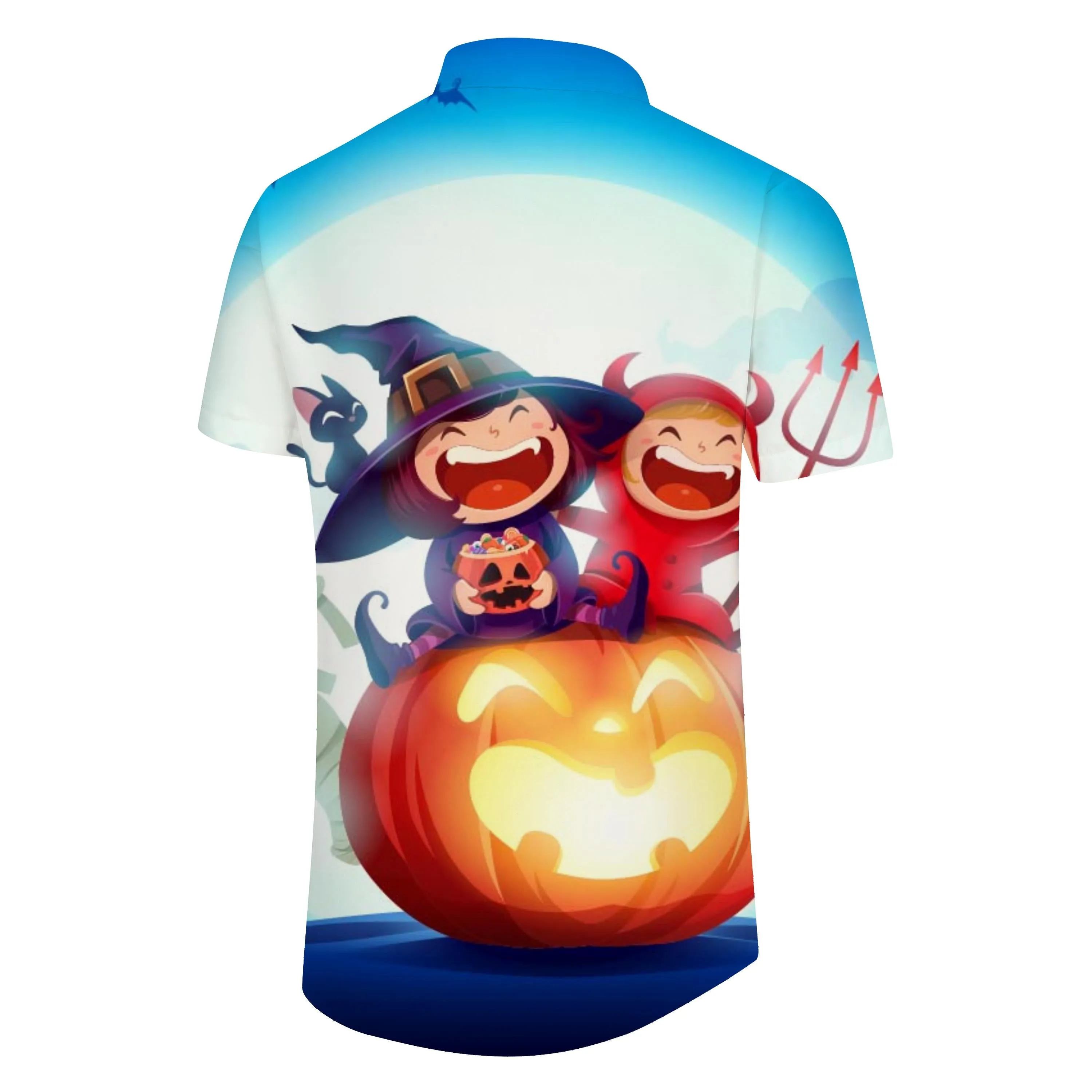 Cute Halloween Happy Magic Party 3D Printed Pattern Men Shirt Hawaiian Casual Beachwear