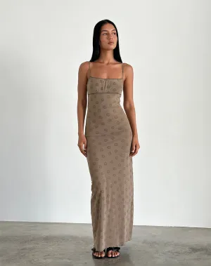 Darsih Maxi Dress in Daisy Flock Light Brown