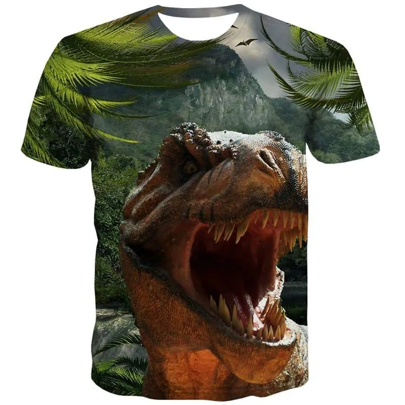 Dinosaur T shirts Men Animal T-shirts Graphic Forest T-shirts 3d Terror Tshirts Cool Hip Hop Tshirt Printed