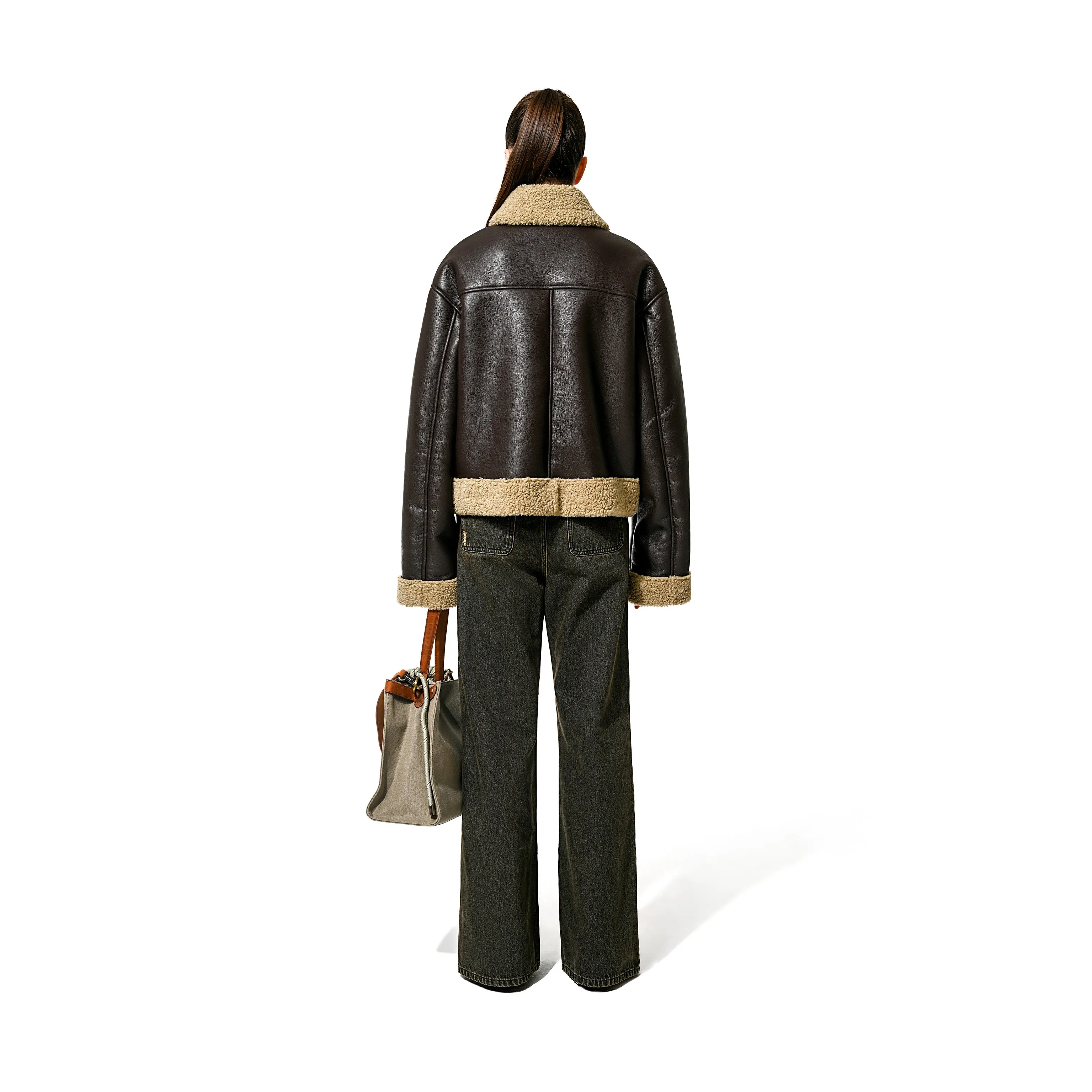 FAUX SHEARLING JKT - BROWN