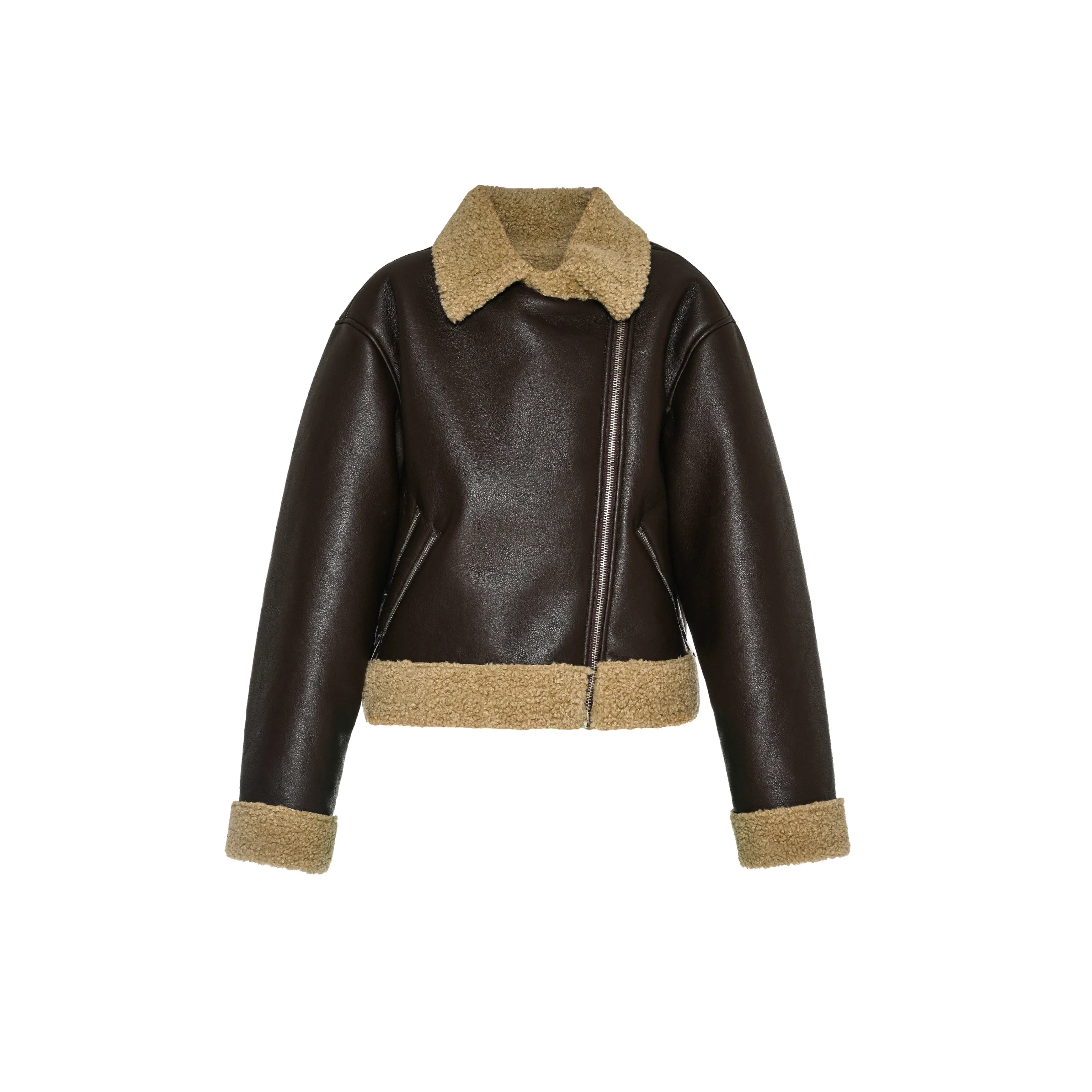 FAUX SHEARLING JKT - BROWN