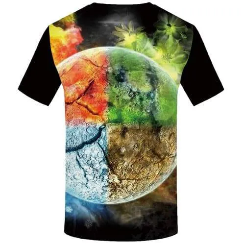 Five Elements T shirts Men Colorful T shirts Funny Harajuku T-shirts Graphic Flame Tshirt Printed Moon Tshirts Novelty