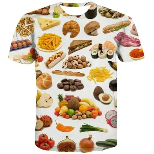 Food T shirts Men Fruit T shirts Funny Hamburger T-shirts Graphic Lovely Tshirts Casual Harajuku T-shirts 3d Short Sleeve