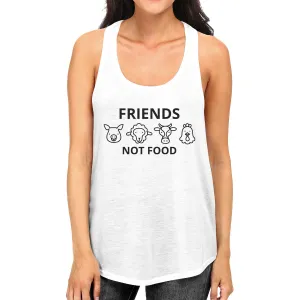 Friends Not Food White Tank Top Cute Animal Graphic Shirt For Women