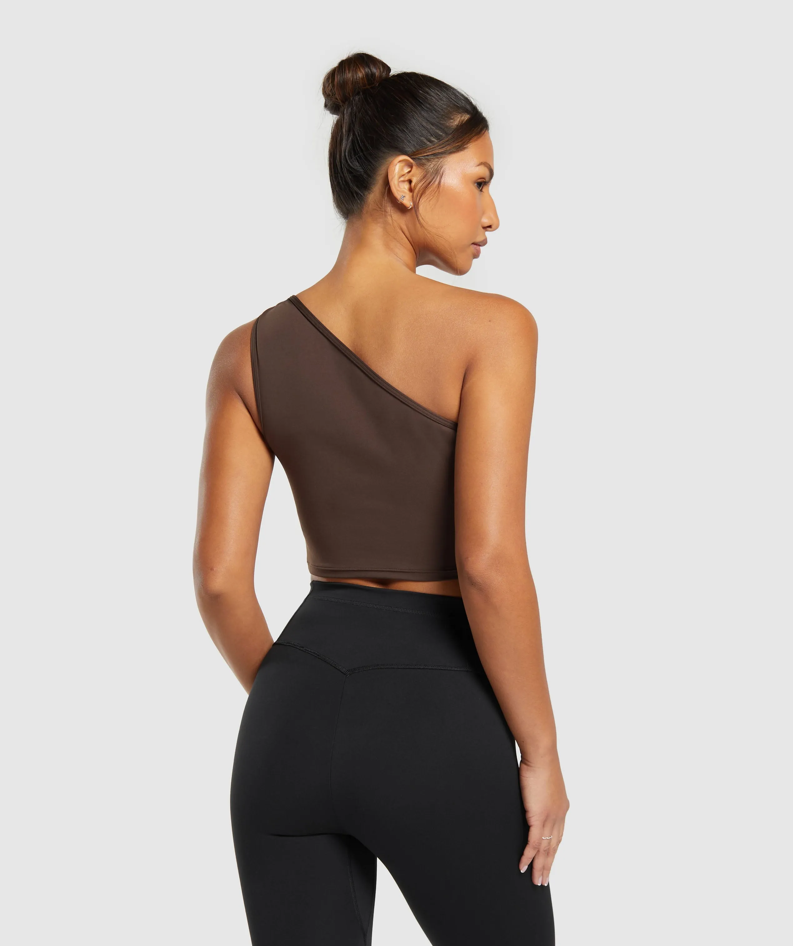 Gymshark Everyday One Shoulder Ruched Tank - Archive Brown