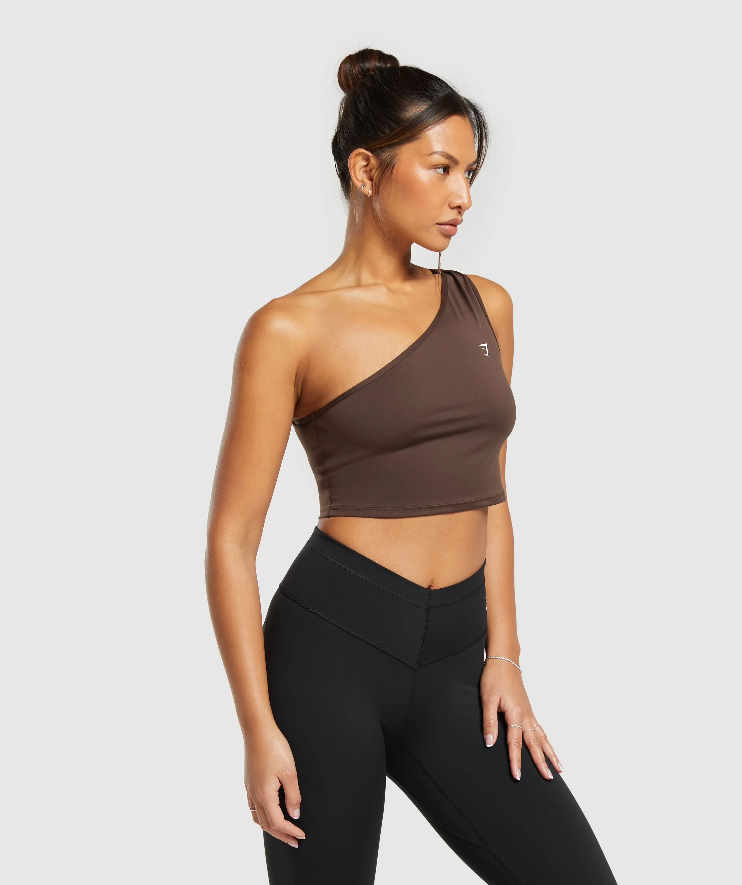 Gymshark Everyday One Shoulder Ruched Tank - Archive Brown