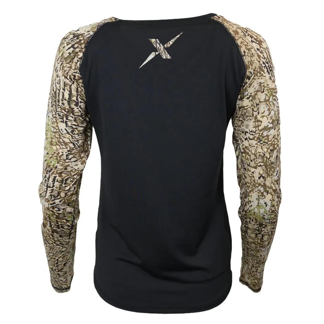 HD Camo Black Body Long Sleeve Women's Performance Shirt