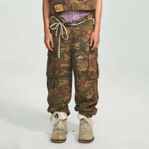 Ink Splashed Green Camo Cargo Pants