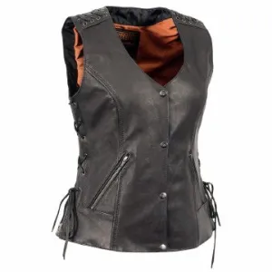 Ladies Front Snap Vest with Lace