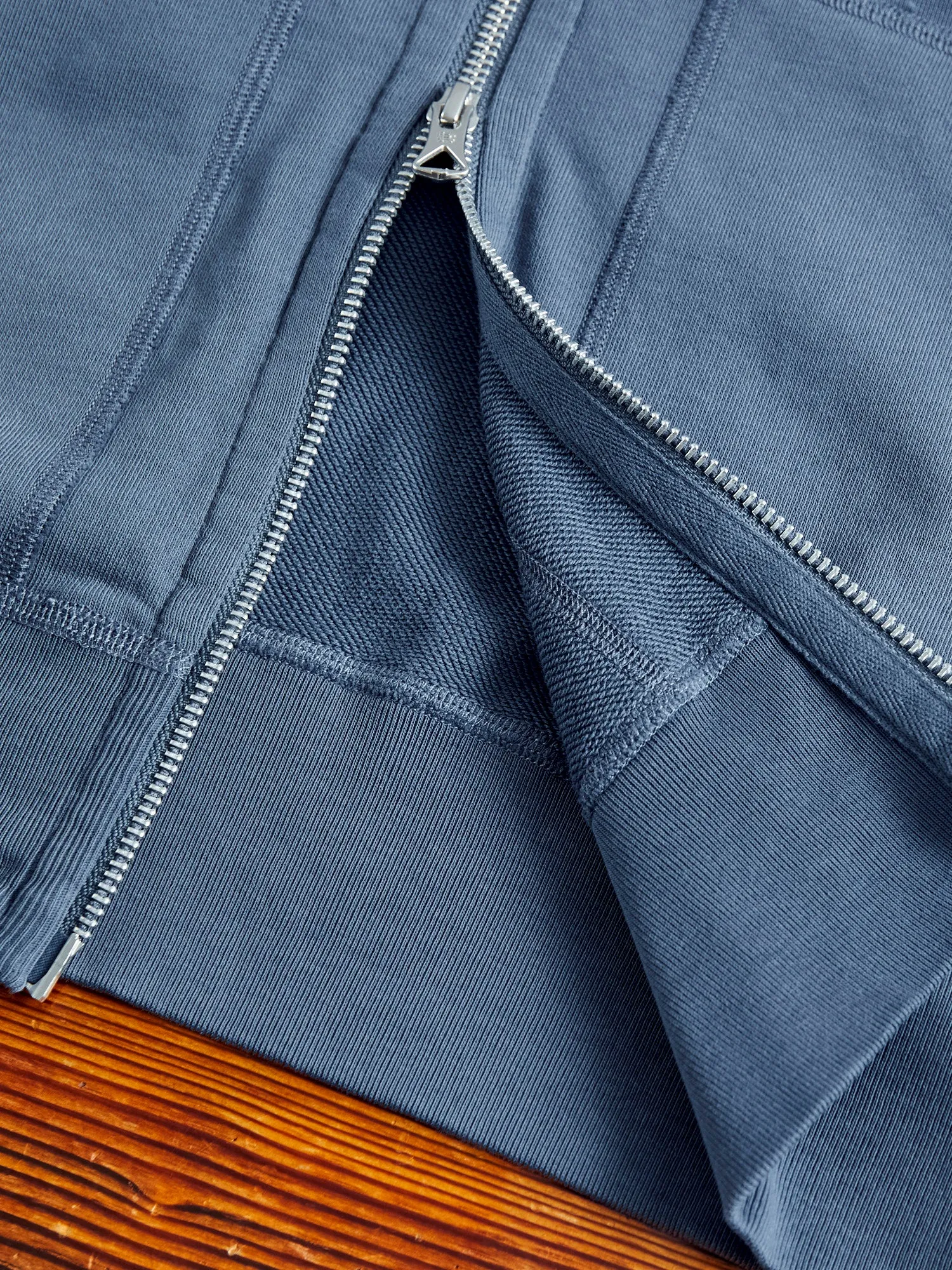 Lightweight Zip Hoodie in Washed Blue