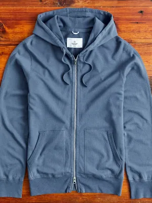 Lightweight Zip Hoodie in Washed Blue