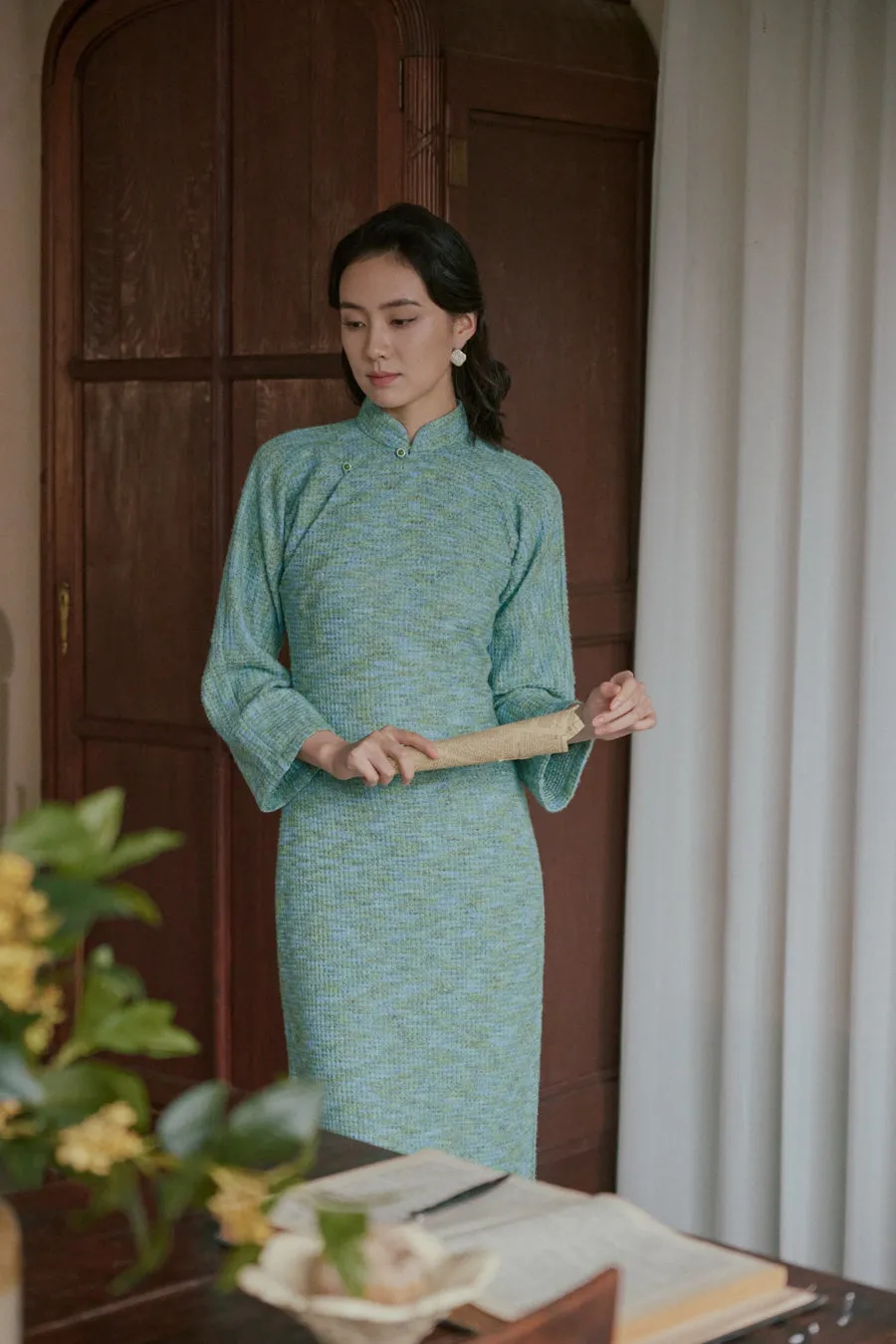 Ling Nan 岭南 Southern Ridge 1930s Knit Long Sleeve Winter Qipao