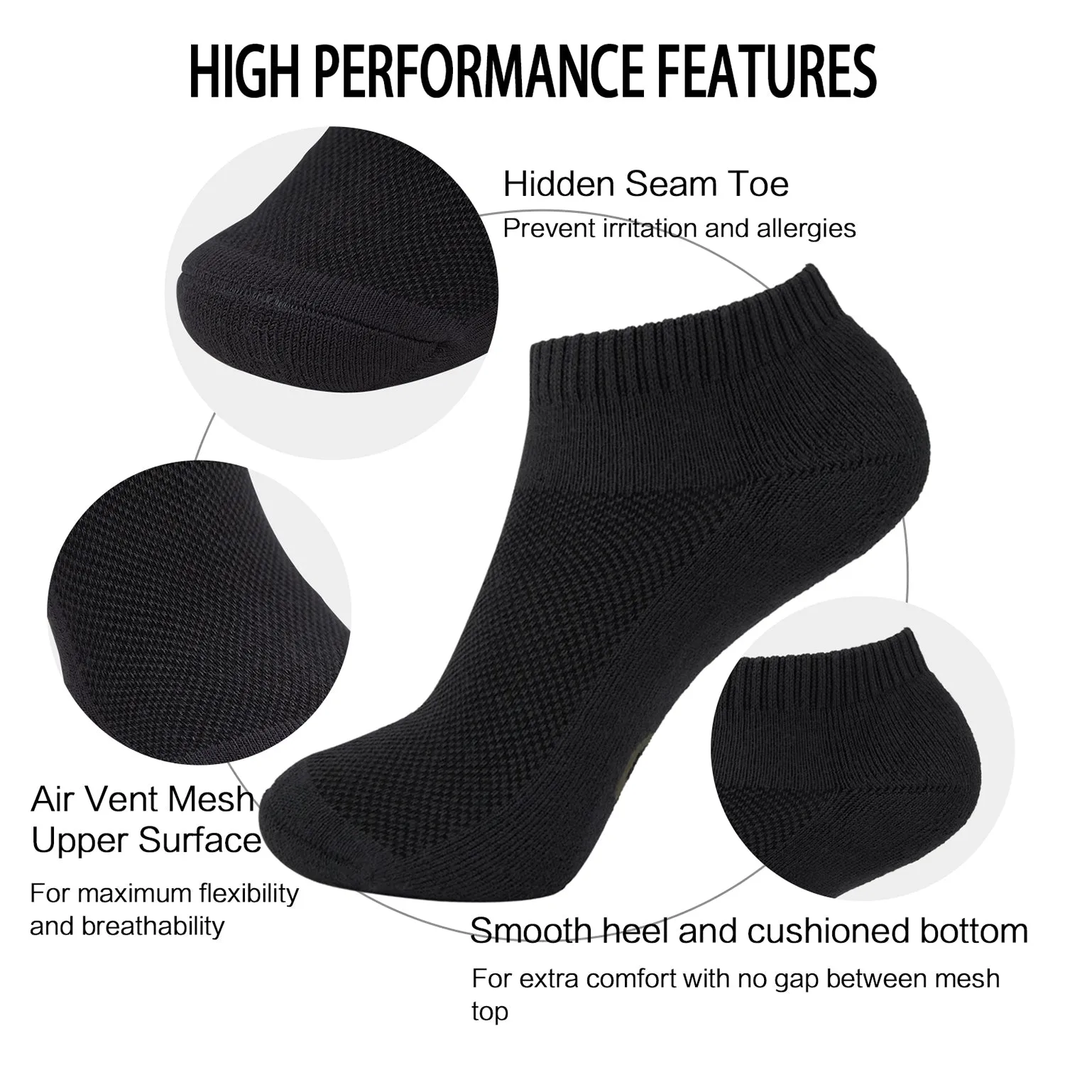 MD Moisture Wicking Bamboo Socks Low-cut (2 Pairs)