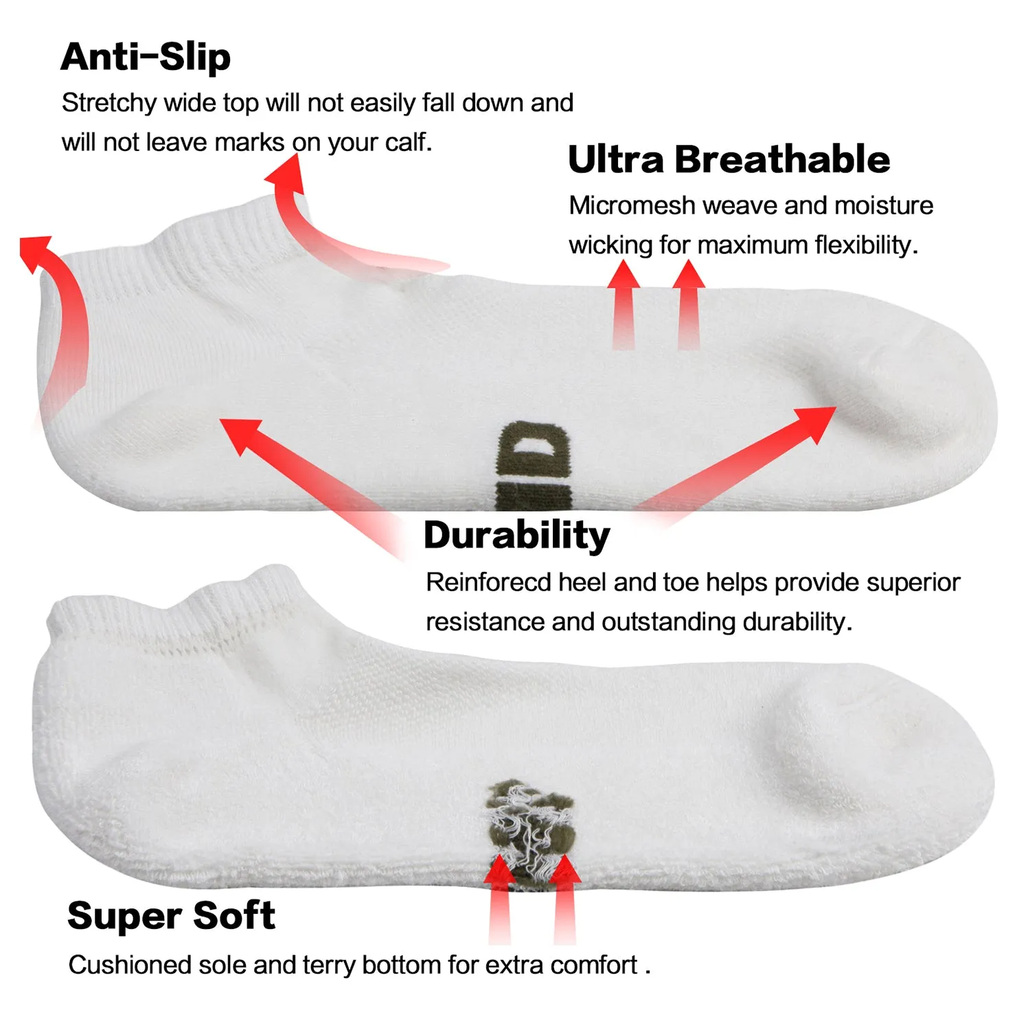 MD Moisture Wicking Bamboo Socks Low-cut (2 Pairs)