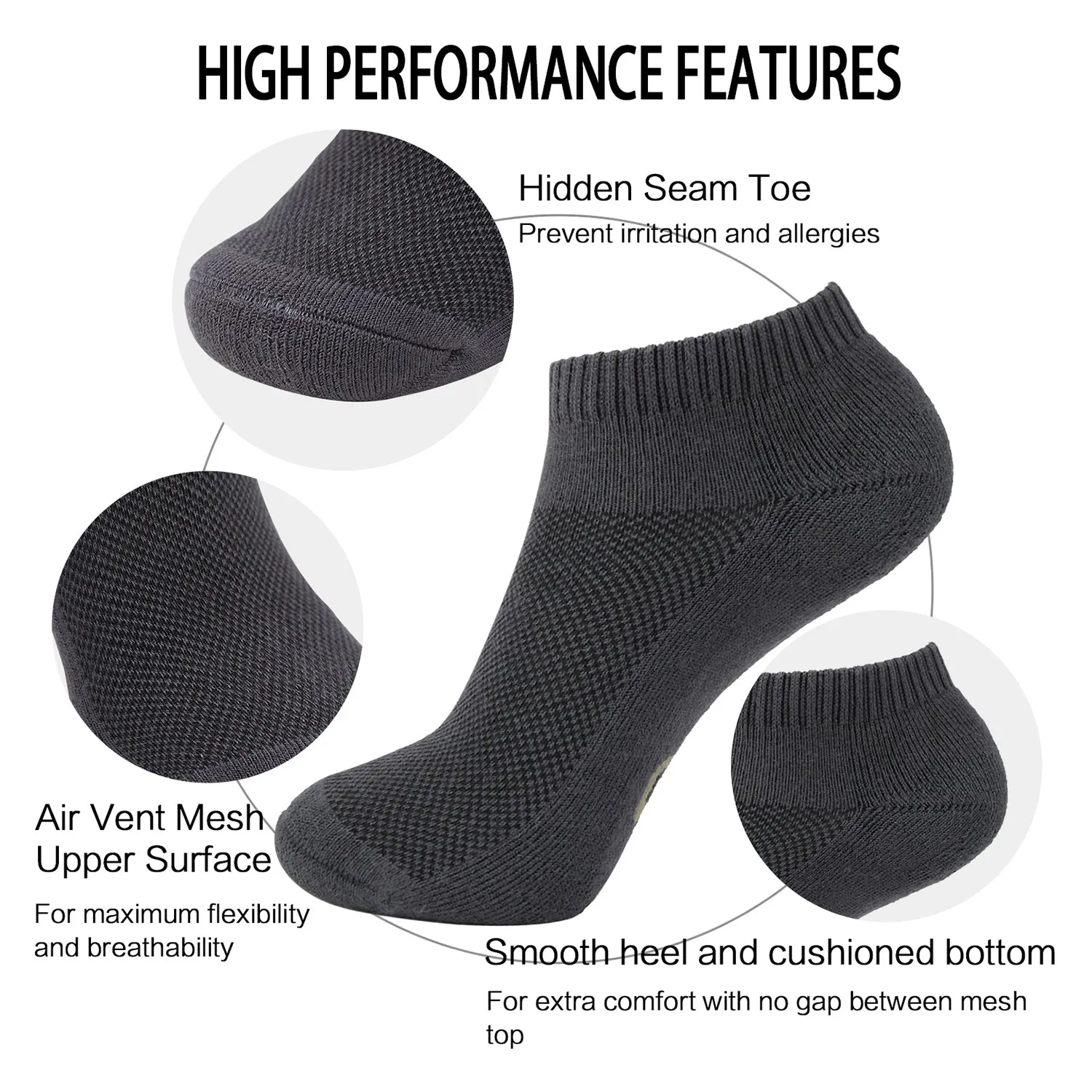 MD Moisture Wicking Bamboo Socks Low-cut (2 Pairs)