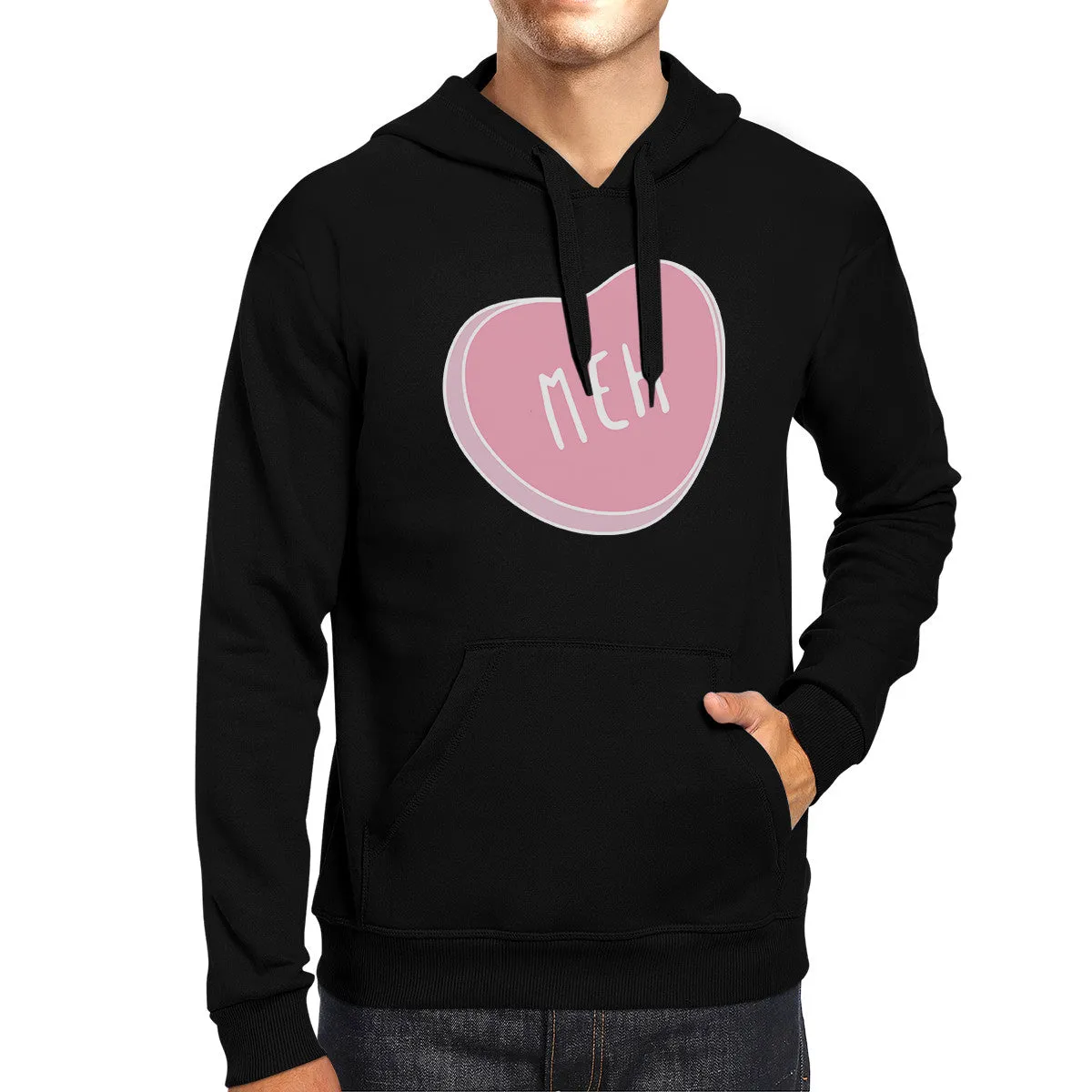 Meh Heart Unisex Fleece Hoodie Lovely Graphic Cute Gift For Her