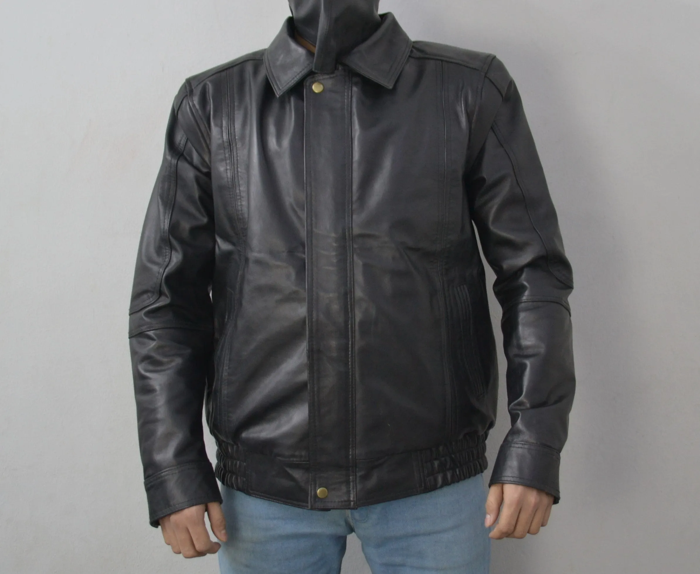 Men's Black Bomber Aviator Pilot Flying Genuine Sheepskin leather Jacket