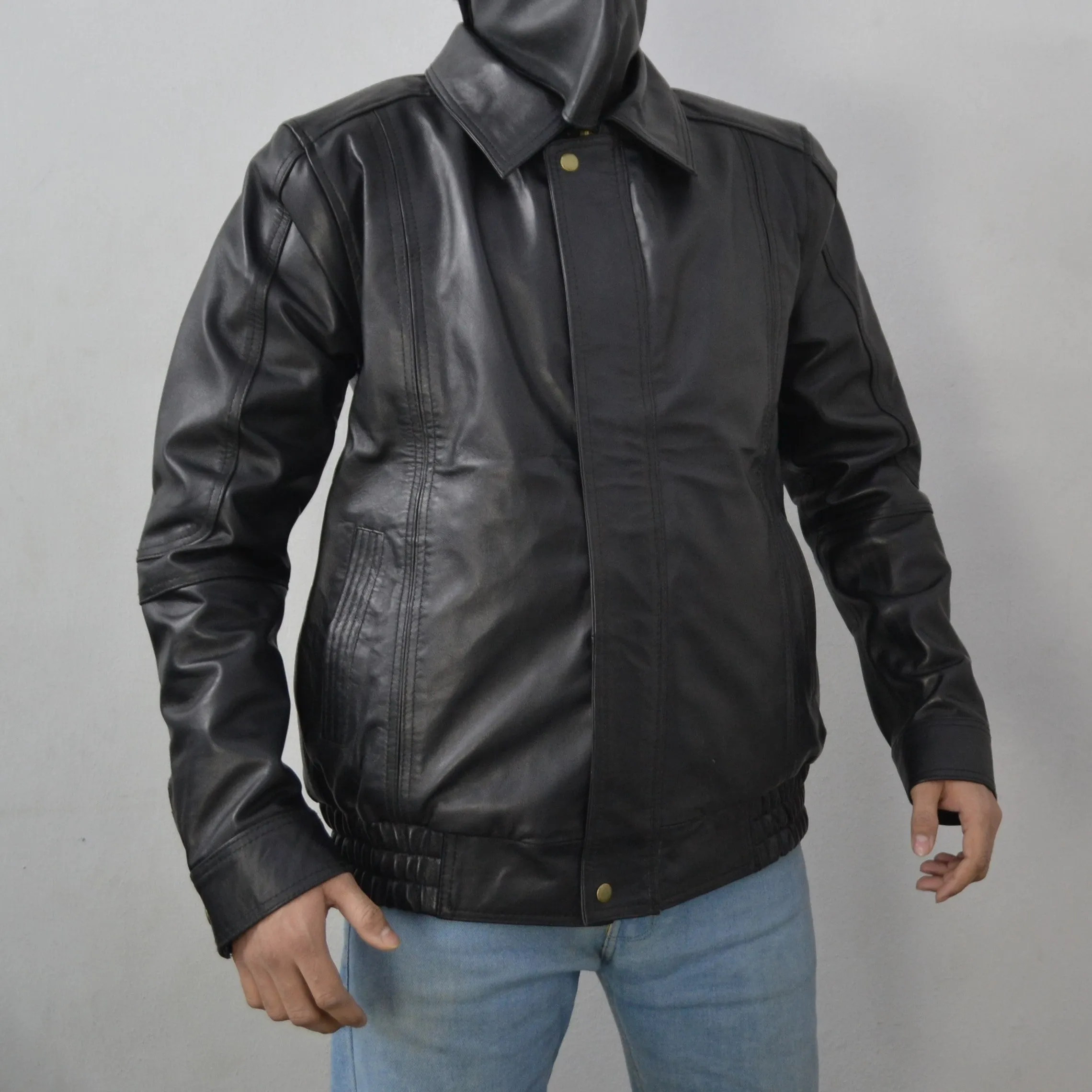 Men's Black Bomber Aviator Pilot Flying Genuine Sheepskin leather Jacket