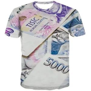 Money T shirts Men Czech Republic T-shirts Graphic Harajuku Tshirt Printed Abstract Tshirts Novelty Graffiti T shirts Funny