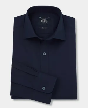 Navy Slim Fit Stretch Formal Shirt - Single Cuff