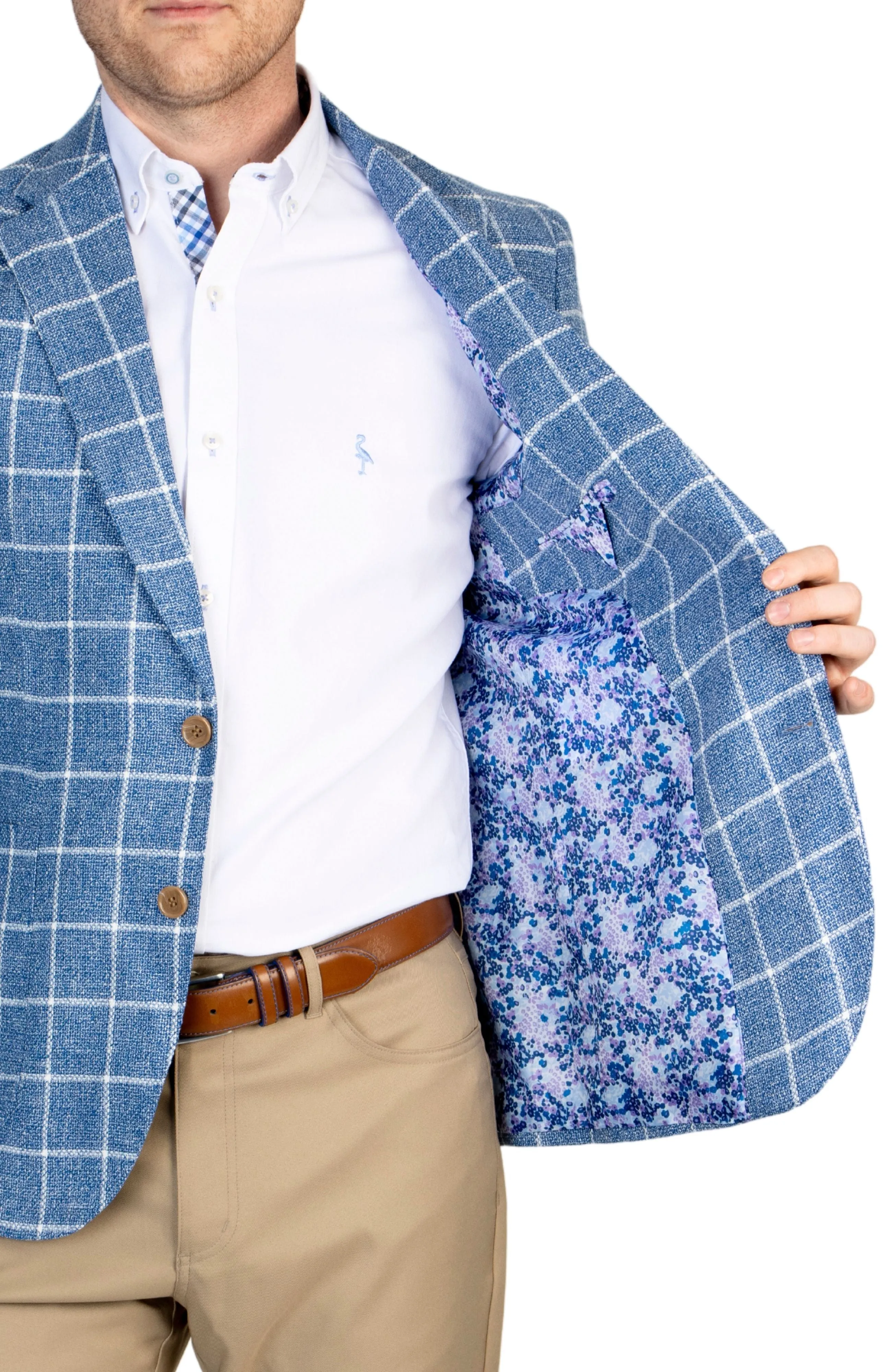 Ocean Blue Windowpane Textured Sport Coat