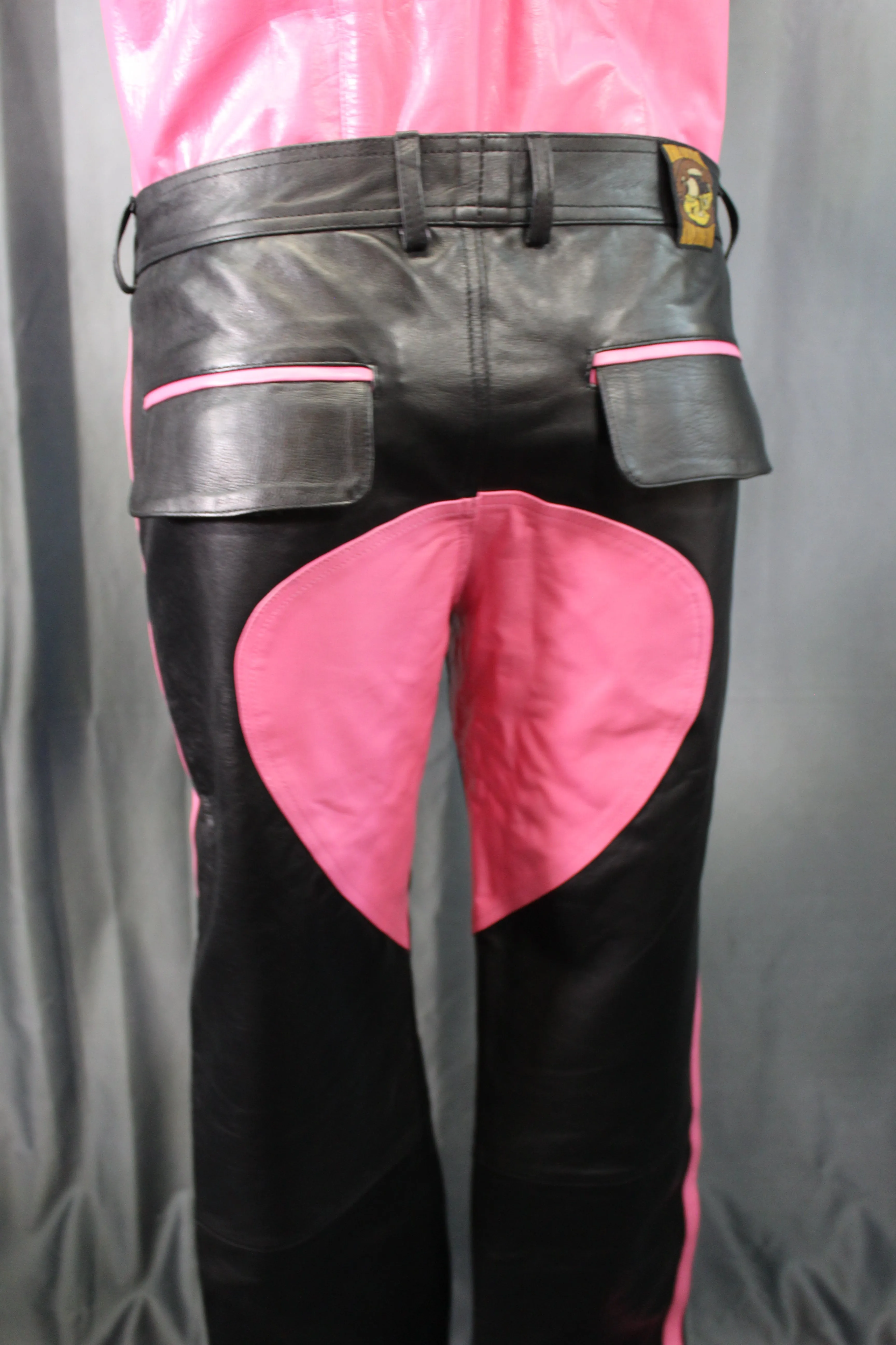 OnF Leather Formal Pants in Black with Pink Highlights