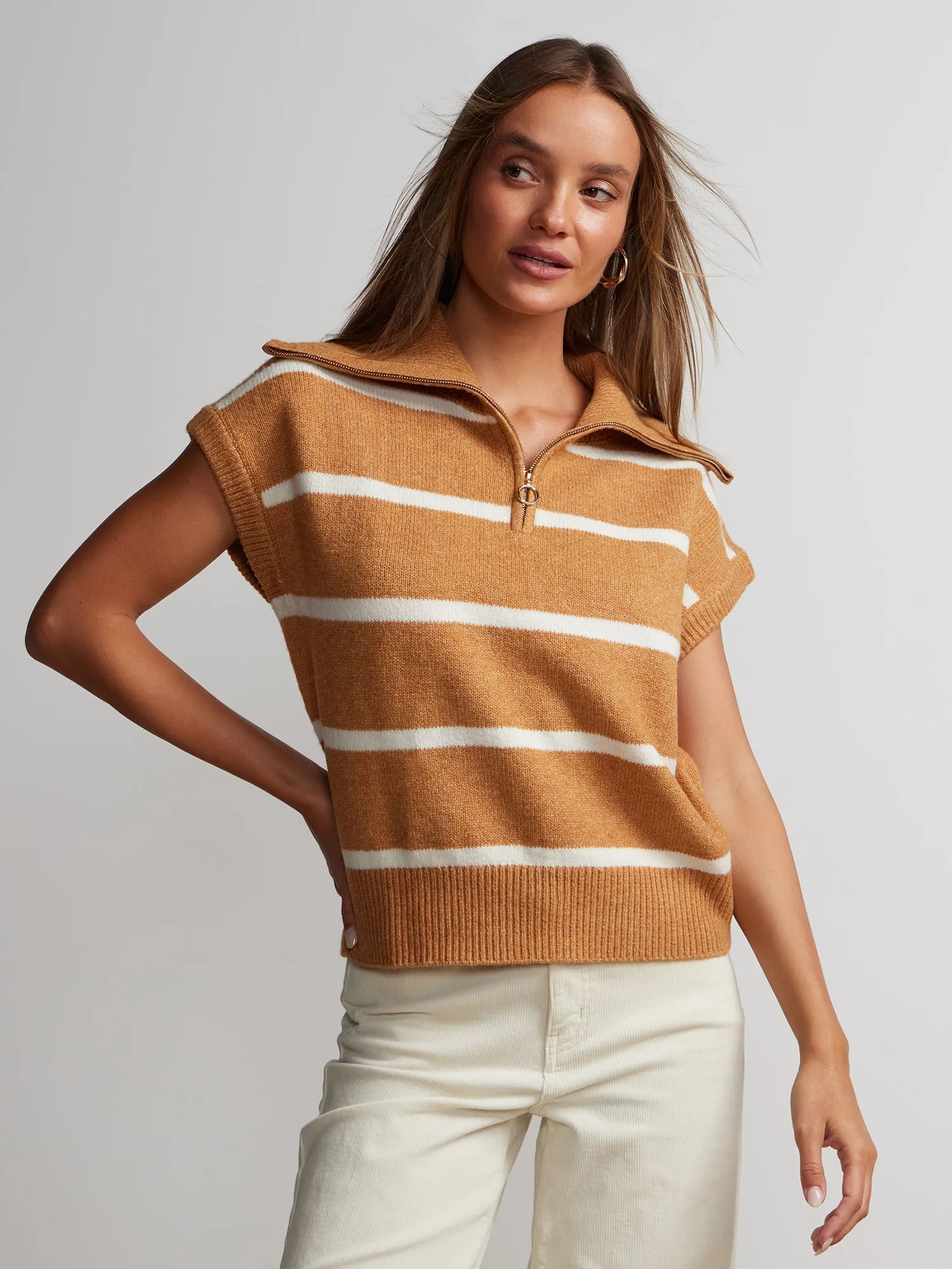 Quarter Zip Striped Pullover