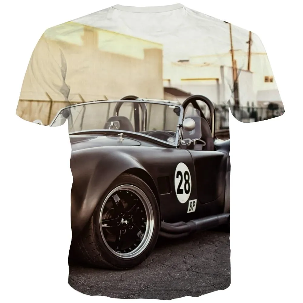 Racing Car T shirts Men Metal T shirts Funny City Shirt Print Gray T-shirts 3d Retro Tshirt Printed