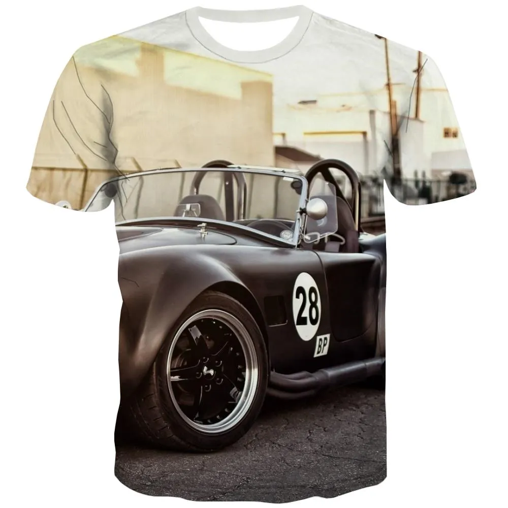 Racing Car T shirts Men Metal T shirts Funny City Shirt Print Gray T-shirts 3d Retro Tshirt Printed