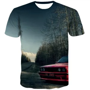 Racing Car T shirts Men Metal T-shirts Graphic City T-shirts 3d Gray Tshirts Cool Retro T shirts Funny