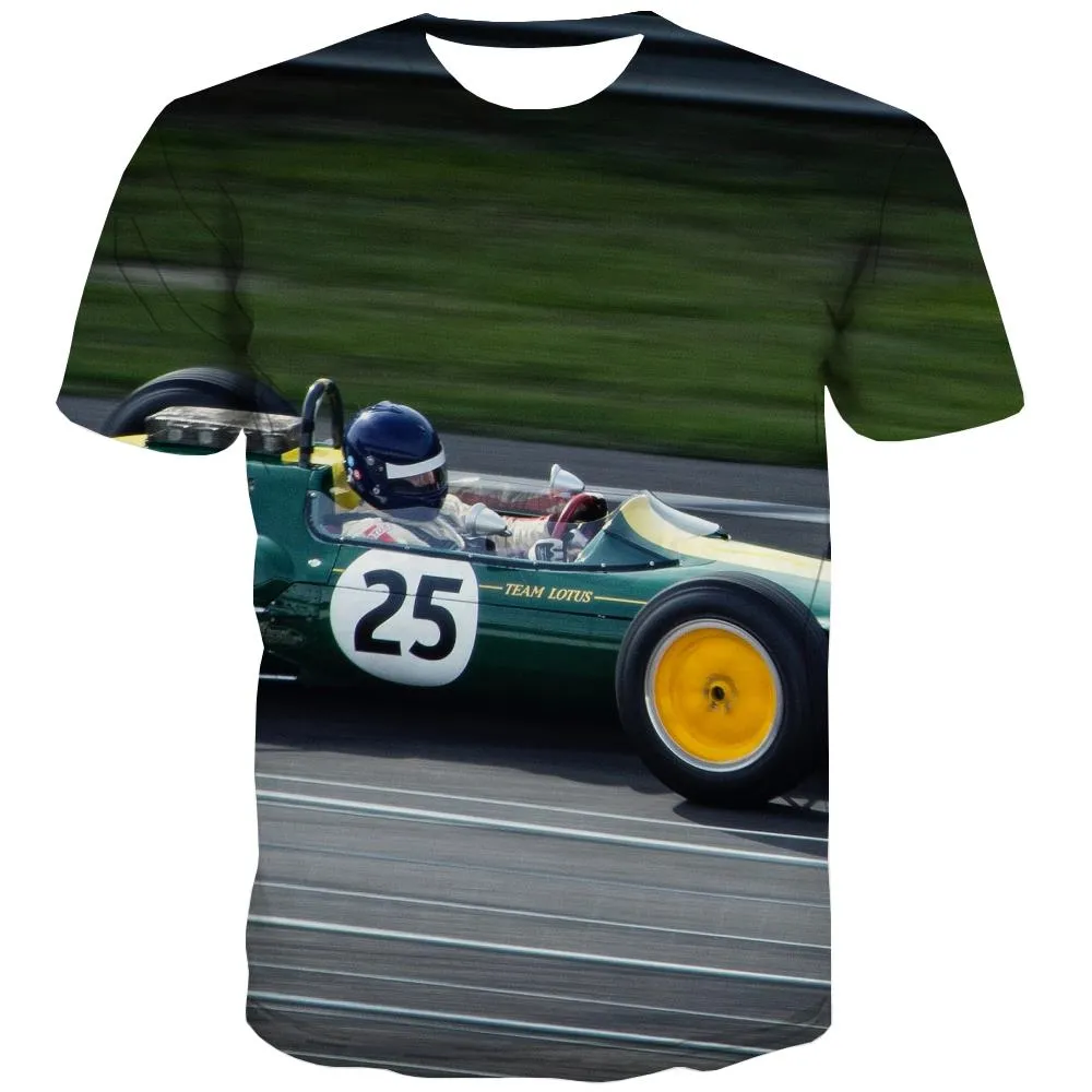 Racing Car T shirts Men Metal Tshirts Cool City Shirt Print Gray T-shirts 3d Retro T shirts Funny