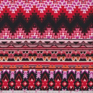 Red/Orange Aztec Stripe Rayon Challis Fabric