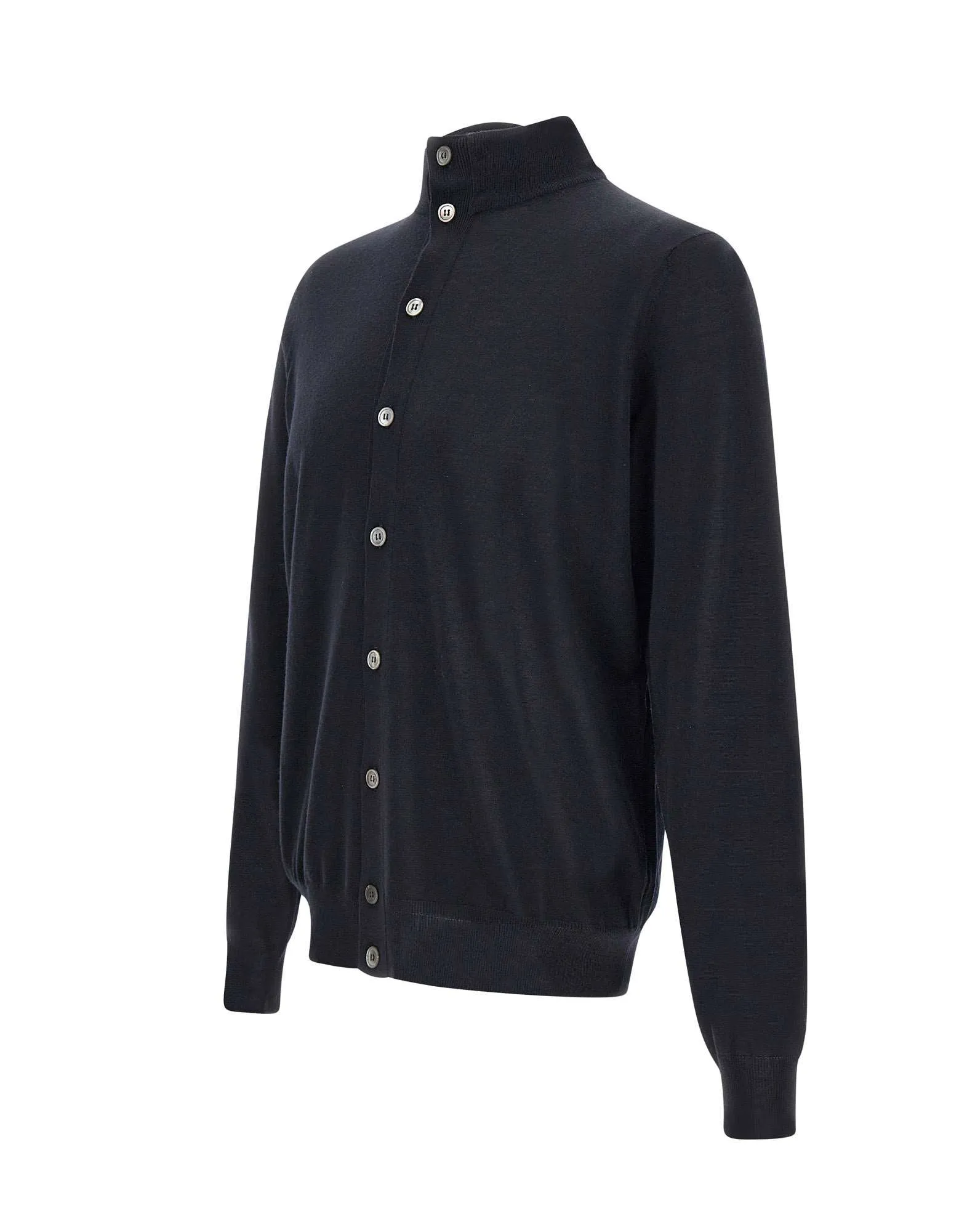 Royal Merino Wool Blouse in Midnight Blue