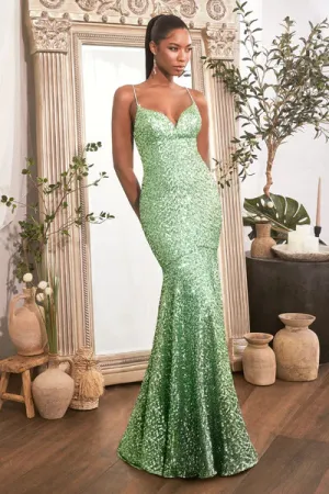 Sage Fitted Sequin Mermaid Gown