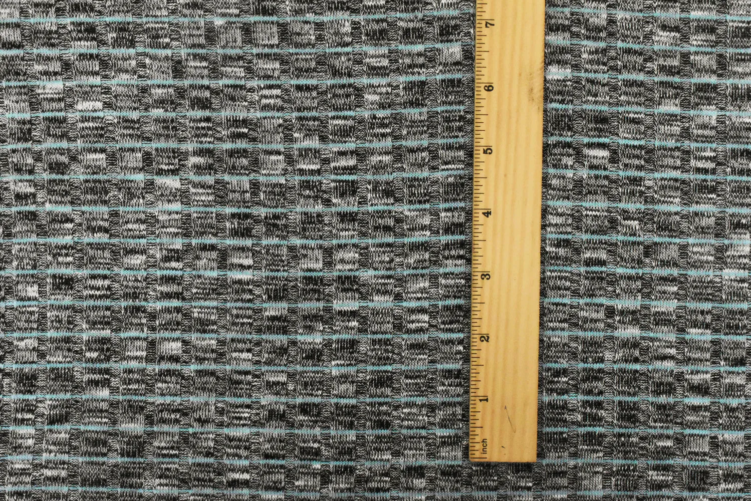 Sky Blue-Black-White Stripe Texture Stretch 9x4 Rib Knit Fabric